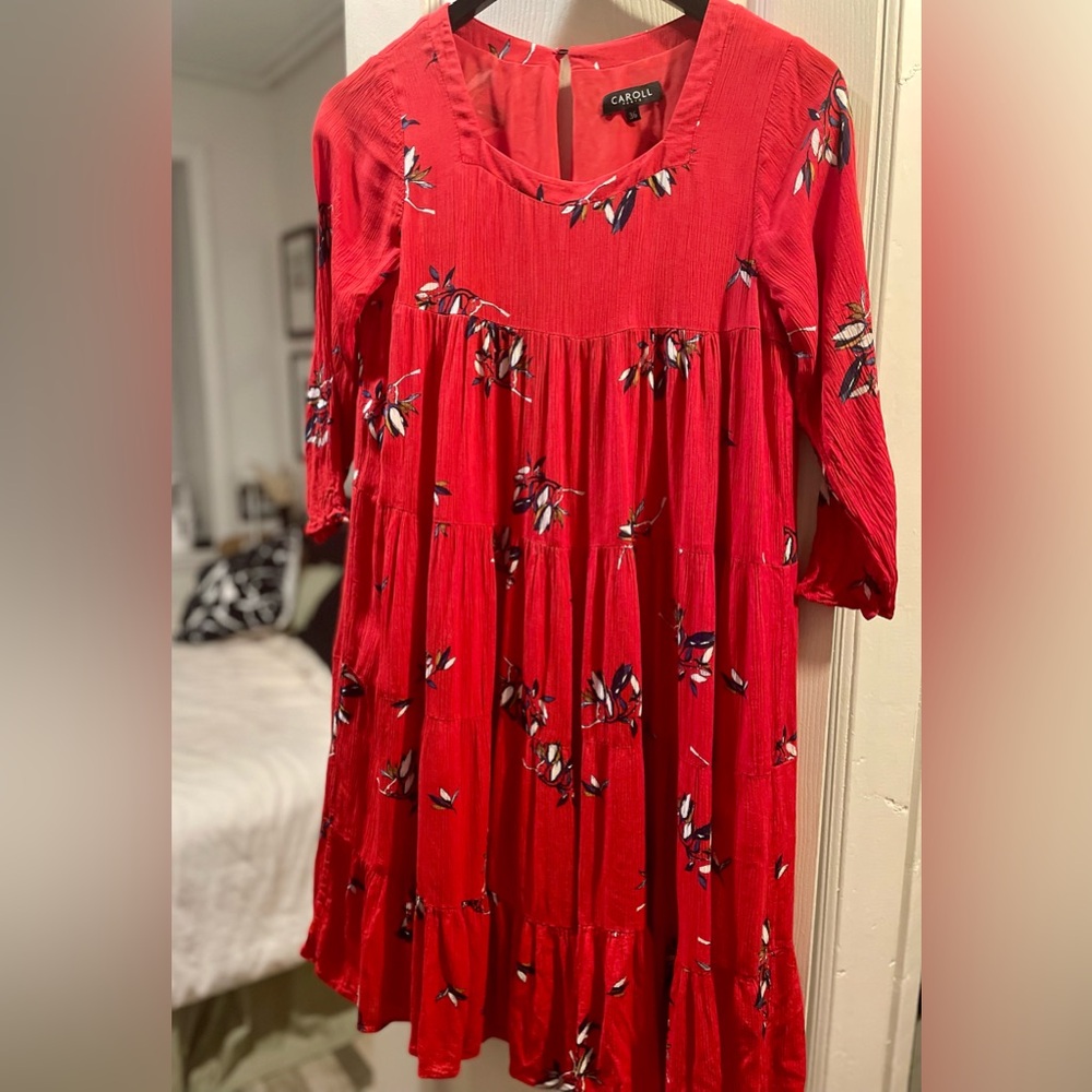 Caroll Paris Red Floral Dress Size 36